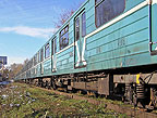 Вагоны типа 81-717.5 № 0252, 0253 и 81-714.5 № 0635, депо "Сокол", 2006 год