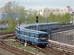 Состав из вагонов типа 81-717/81-714 на парковых путях депо "Невское"